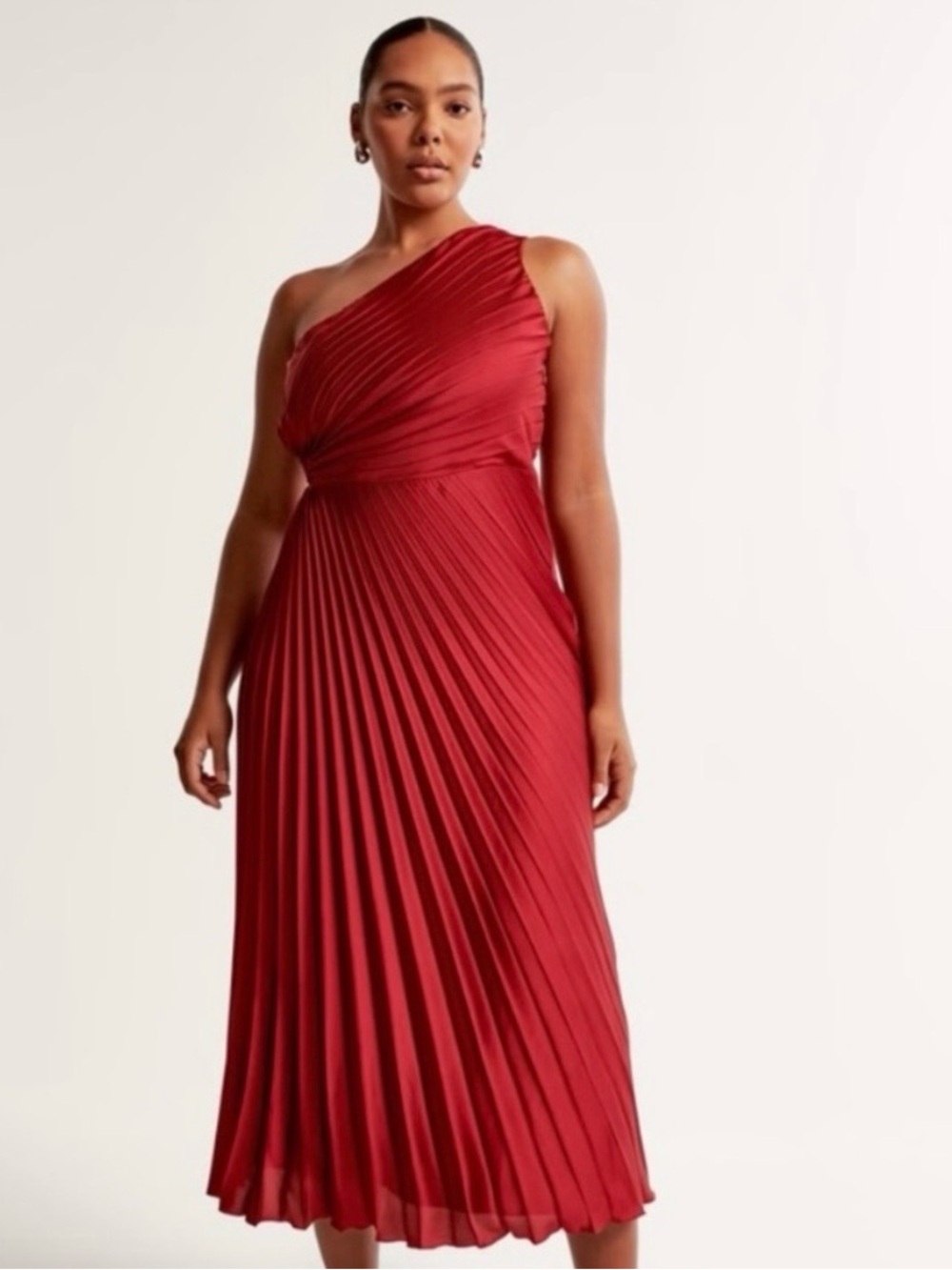 NWT Abercrombie & Fitch Giselle One-Shoulder Red Maxi Dress Sz L Holiday Wedding